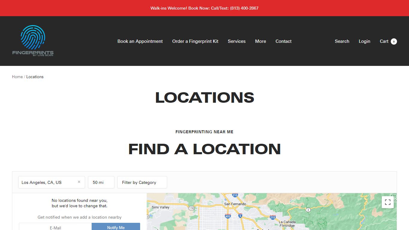 Locations - Fingerprints By Live Scan